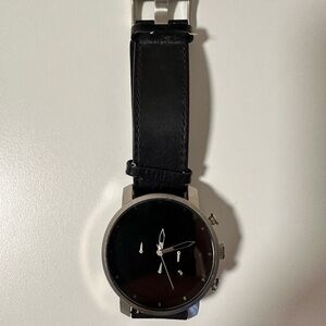 MVMT Black Leather Strap Watch